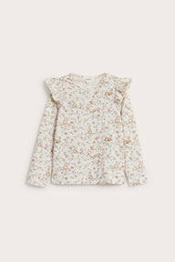 Kids' white floral top with animals