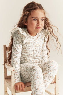 Kids' white floral top with animals