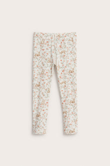 Kids white floral leggings with animals