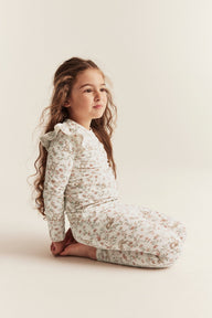 Kids white floral leggings with animals