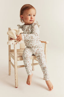 Baby white floral and animal leggings