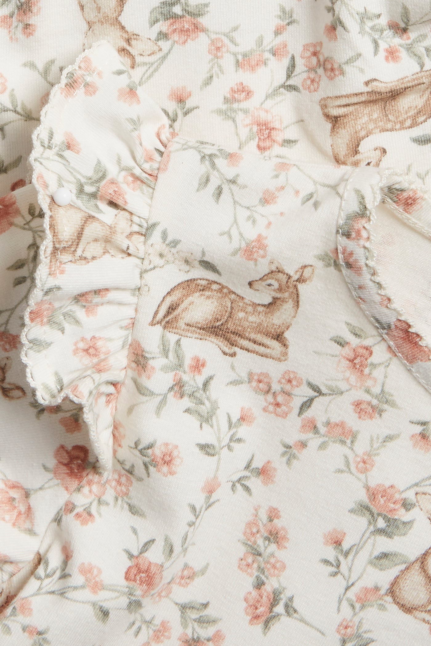 Baby white floral bodysuit with animals