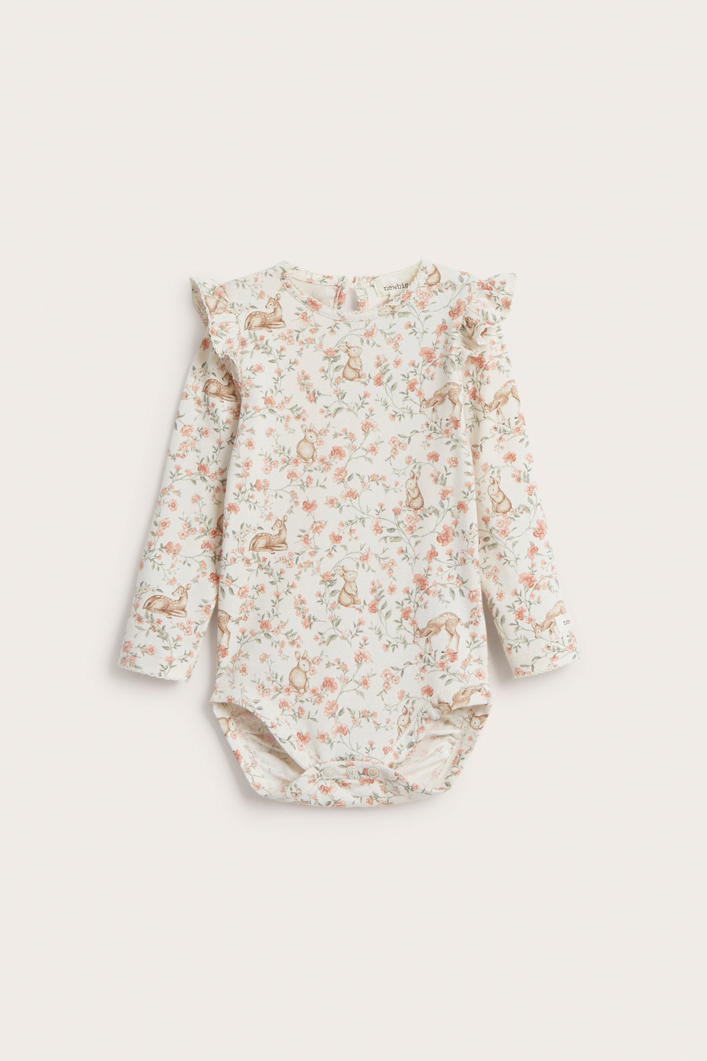 Baby white floral bodysuit with animals