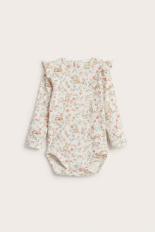 Baby white floral bodysuit with animals