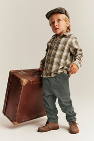 Kids green woven twill trousers