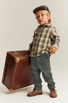 Kids green woven twill trousers