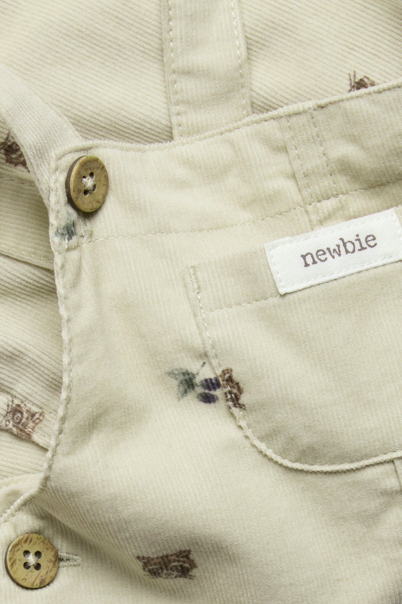 Baby beige corduroy forest dungarees