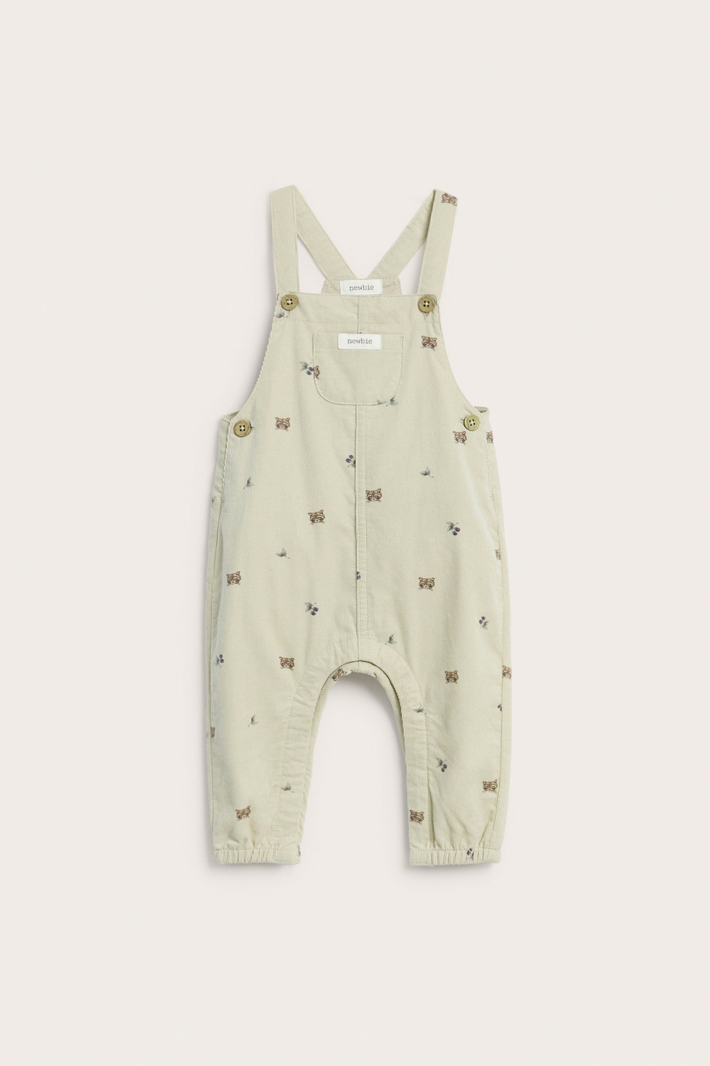 Baby beige corduroy forest dungarees