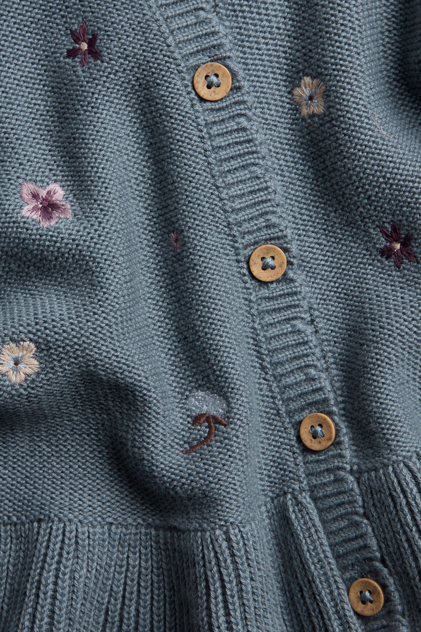 Baby blue knitted floral cardigan