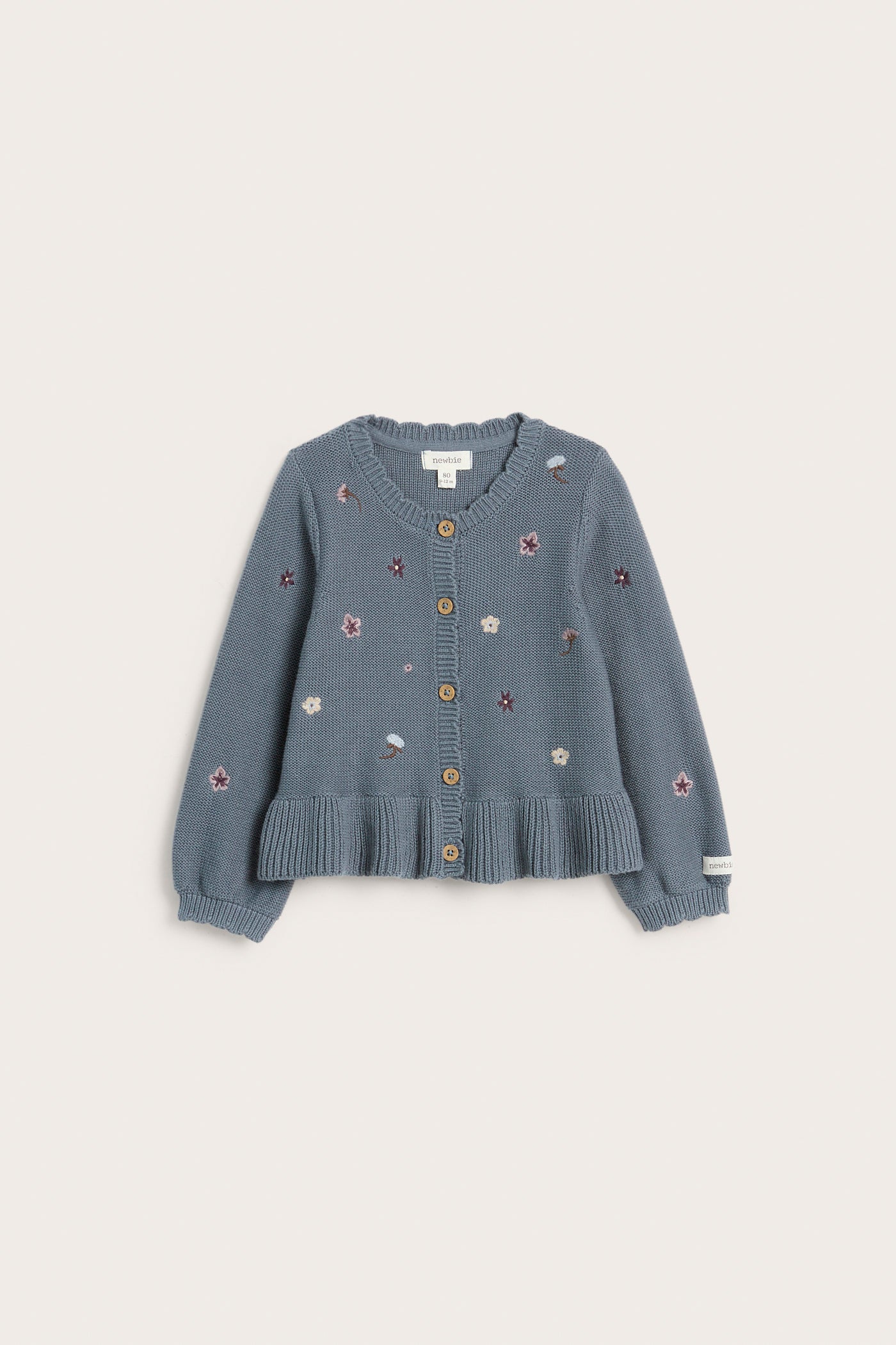 Baby blue knitted floral cardigan