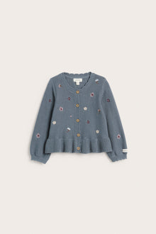 Baby blue knitted floral cardigan