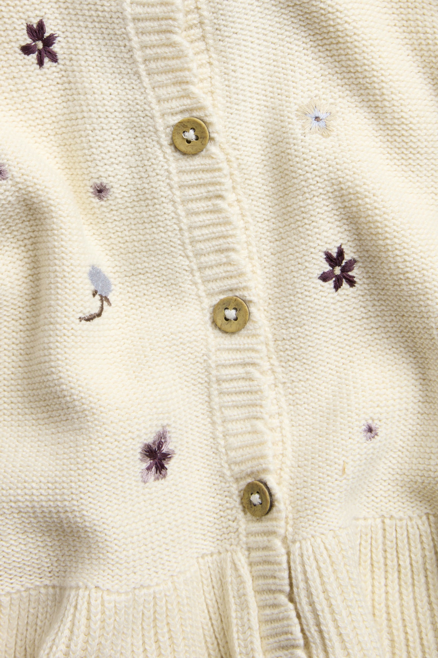 Kids' beige floral knitted cardigan