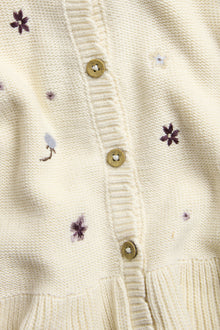 Kids' beige floral knitted cardigan