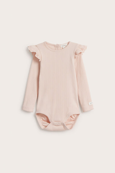 Baby pink bodysuit with ruffles