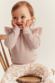 Baby pink bodysuit with ruffles