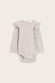 Baby lilac bodysuit with ruffles