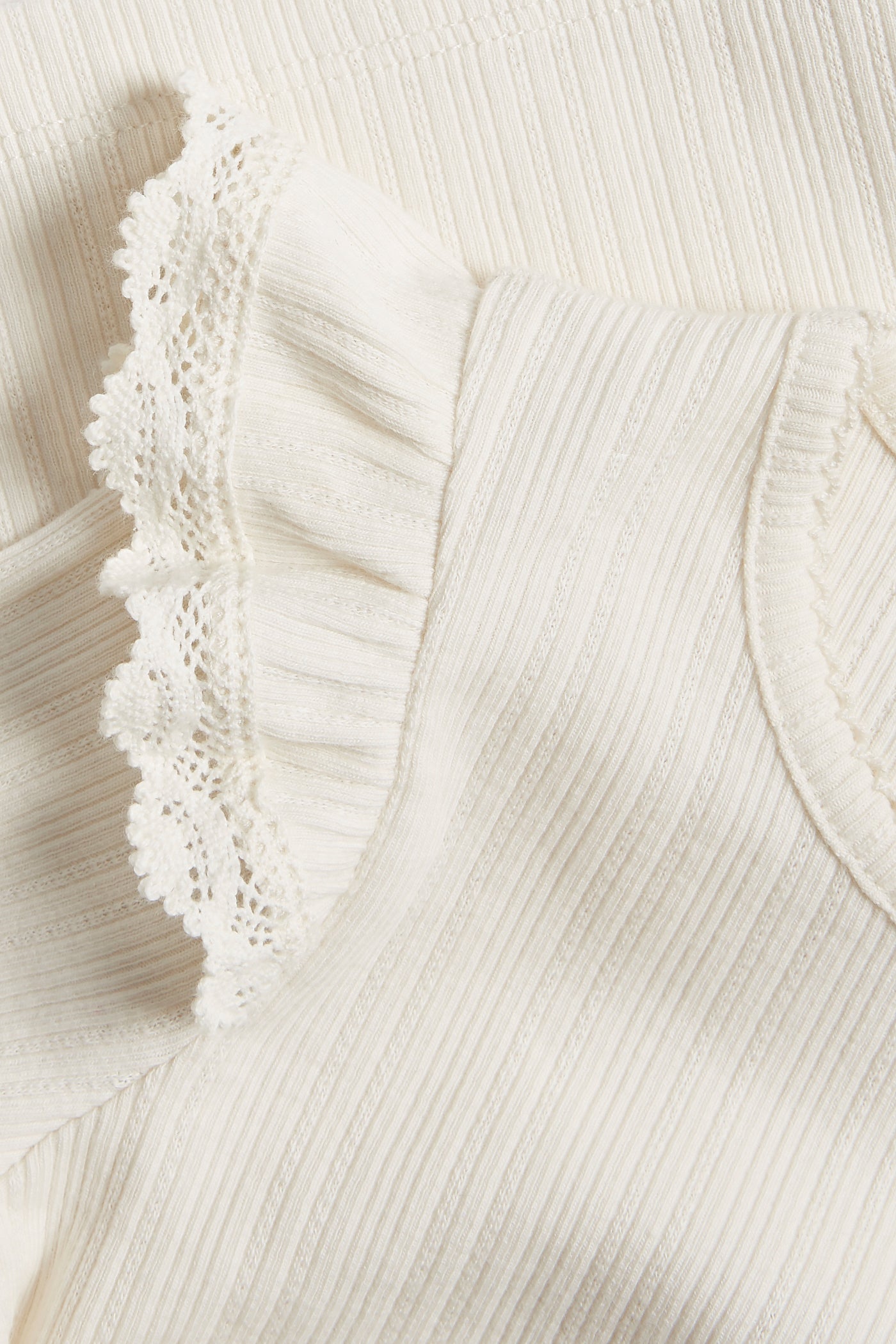 Kids white ribbed top with frills