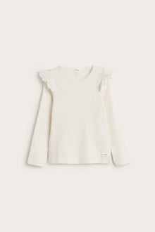 Kids white ribbed top with frills