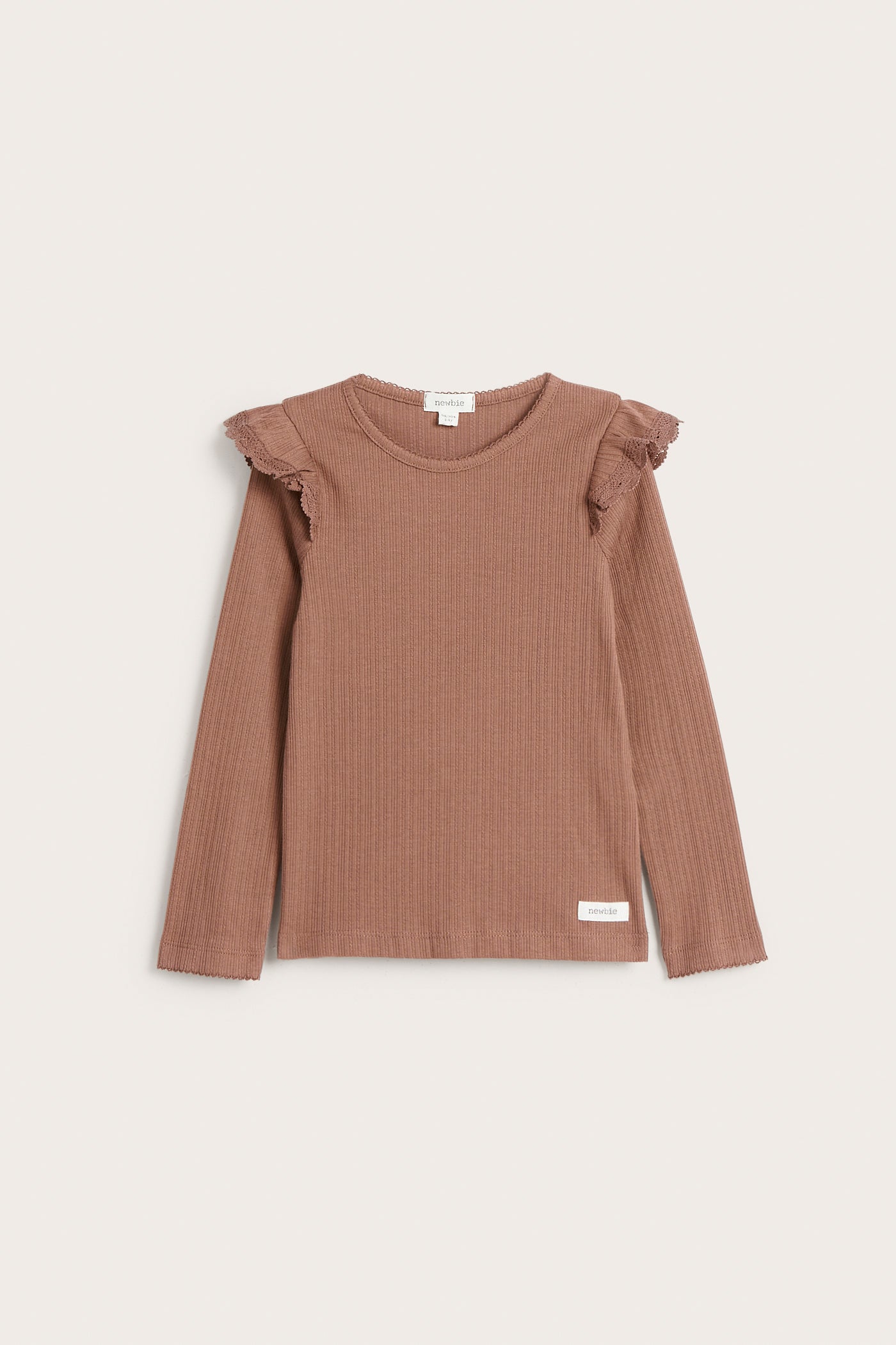 Kids' pink ribbed top with frills