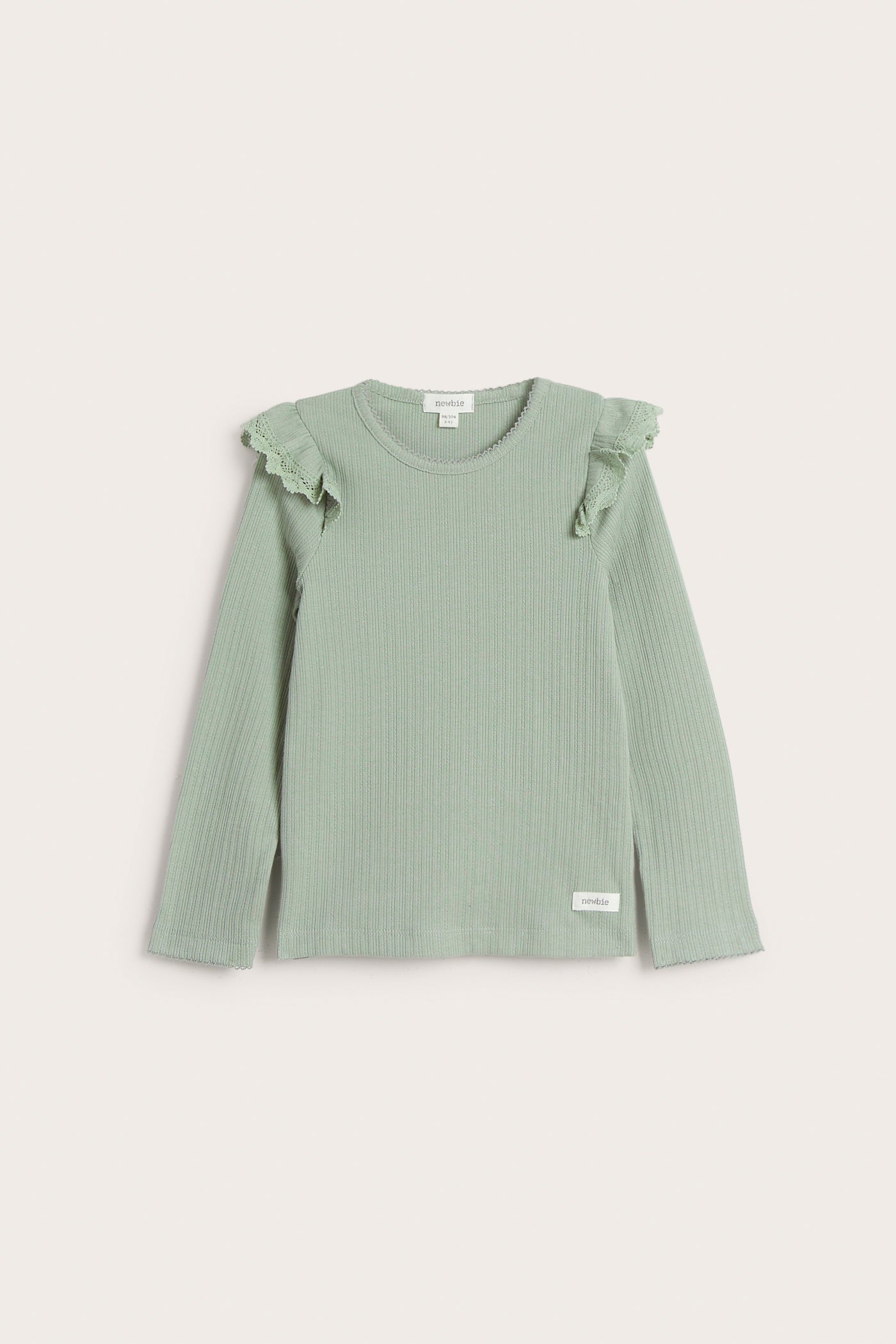 Kids' green ribbed top with frills