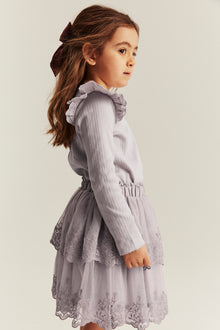 Kids' lilac ribbed top with frills