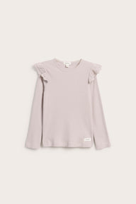 Kids' lilac ribbed top with frills