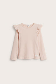 Kids' pink ribbed top with frills