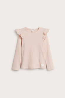 Kids' pink ribbed top with frills