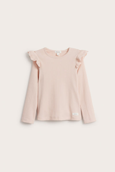 Kids' pink ribbed top with frills
