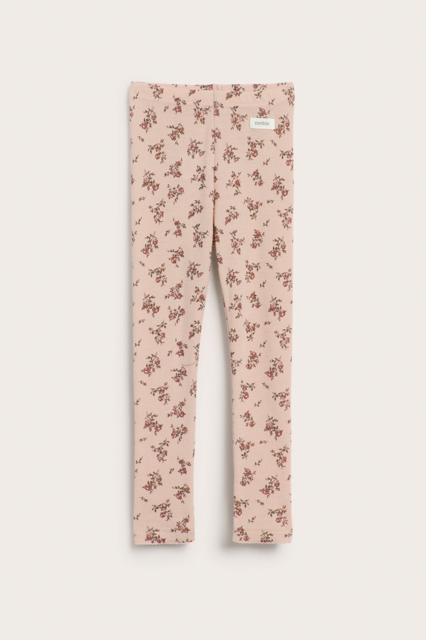 Kids pink floral merino wool leggings