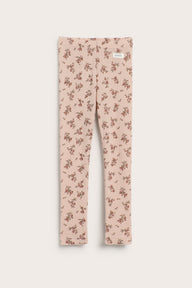 Kids pink floral merino wool leggings