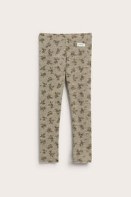 Kids beige floral merino wool leggings