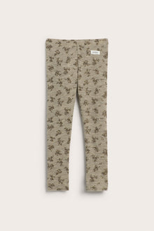 Kids beige floral merino wool leggings