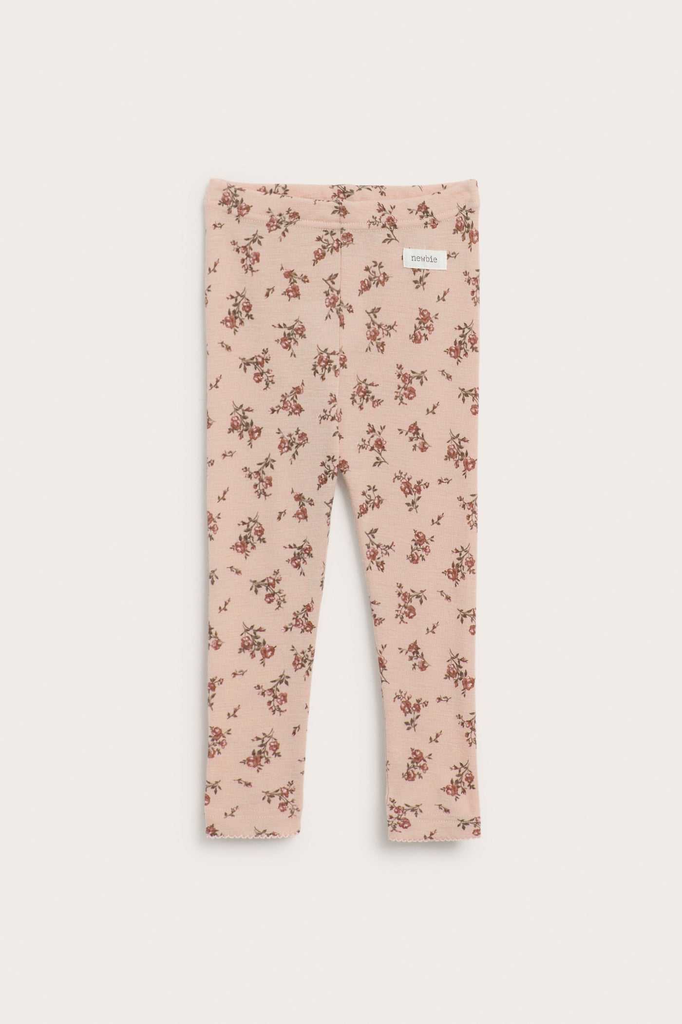 Baby pink floral merino wool leggings