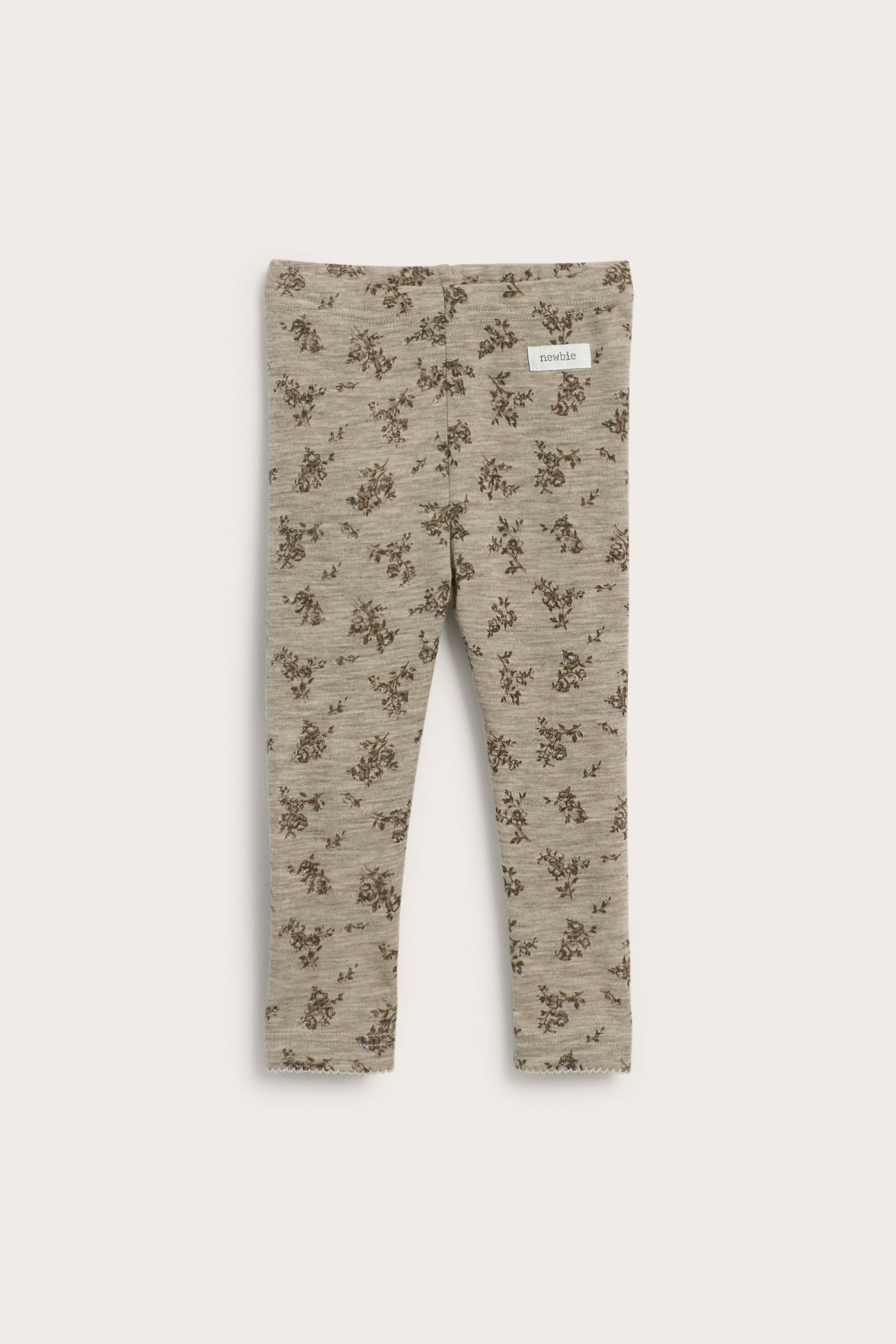Baby beige floral merino wool leggings