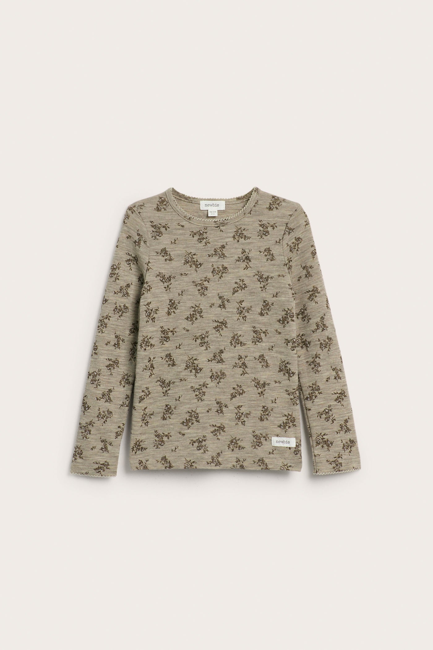 Kids beige floral merino wool top