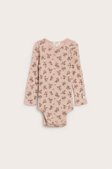 Baby pink floral merino wool bodysuit