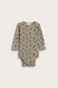 Baby beige floral merino wool bodysuit