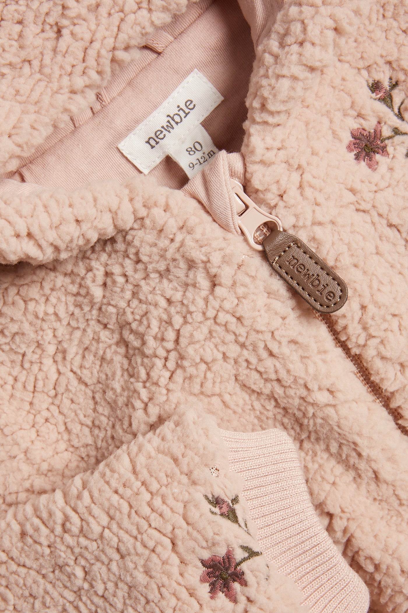 Baby pink floral pile jacket