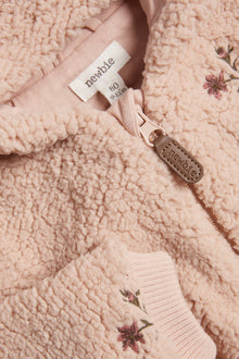 Baby pink floral pile jacket