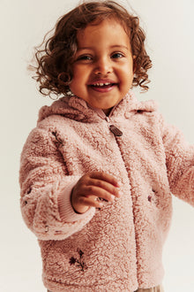 Baby pink floral pile jacket