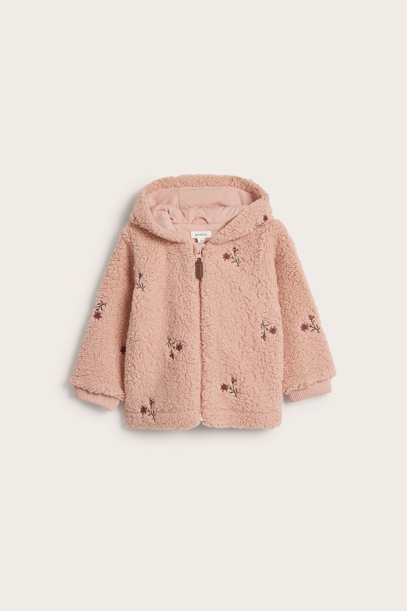 Baby pink floral pile jacket