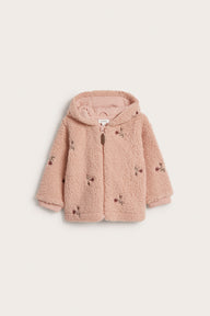 Baby pink floral pile jacket