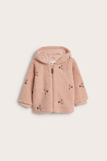Baby pink floral pile jacket