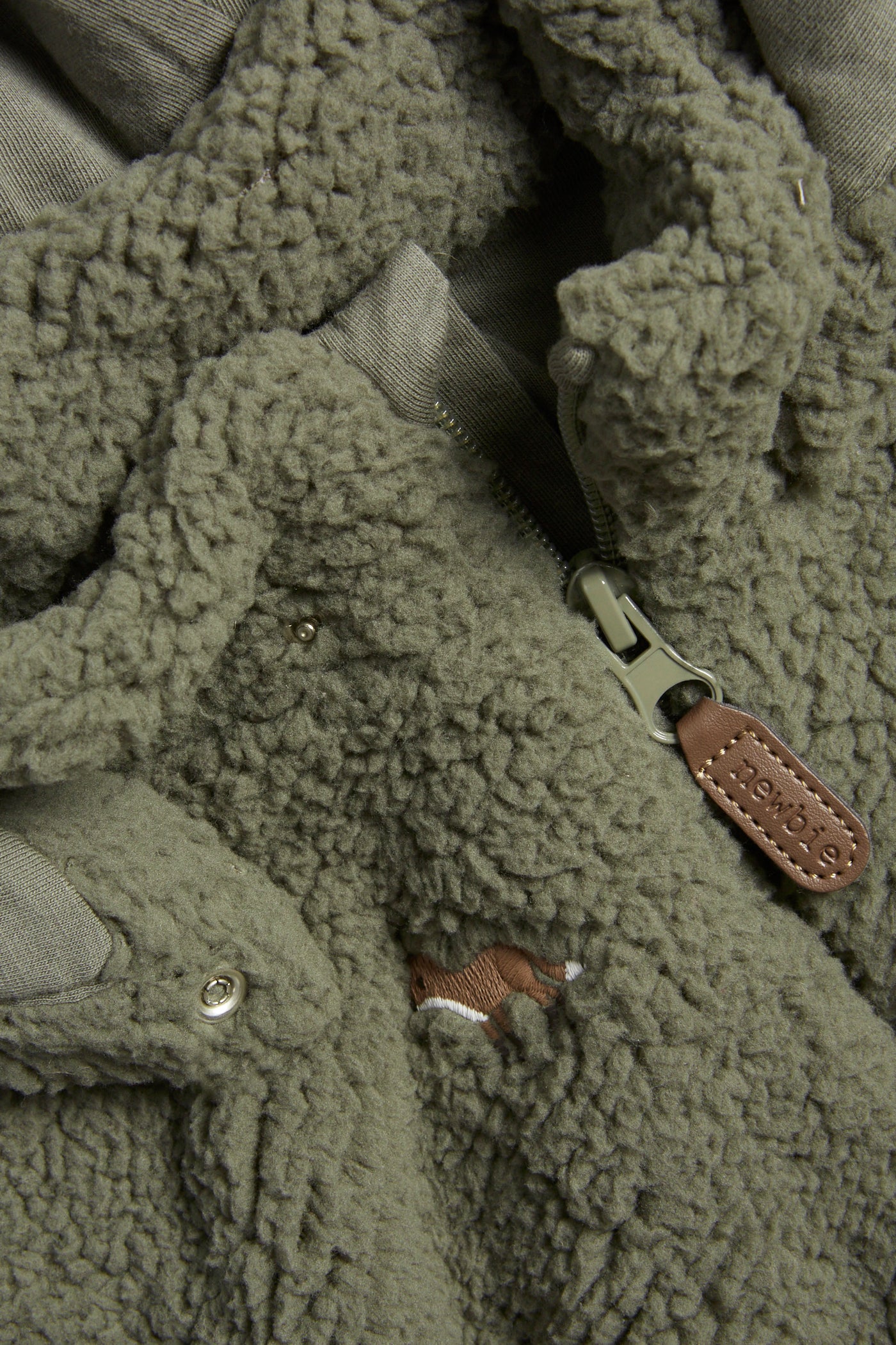 Kids green fox pile jacket