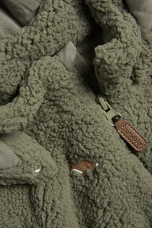 Kids green fox pile jacket