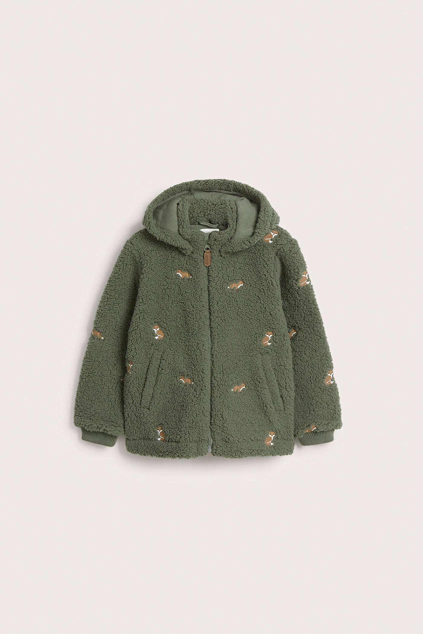 Kids green fox pile jacket
