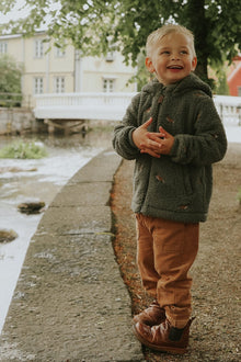 Kids green fox pile jacket