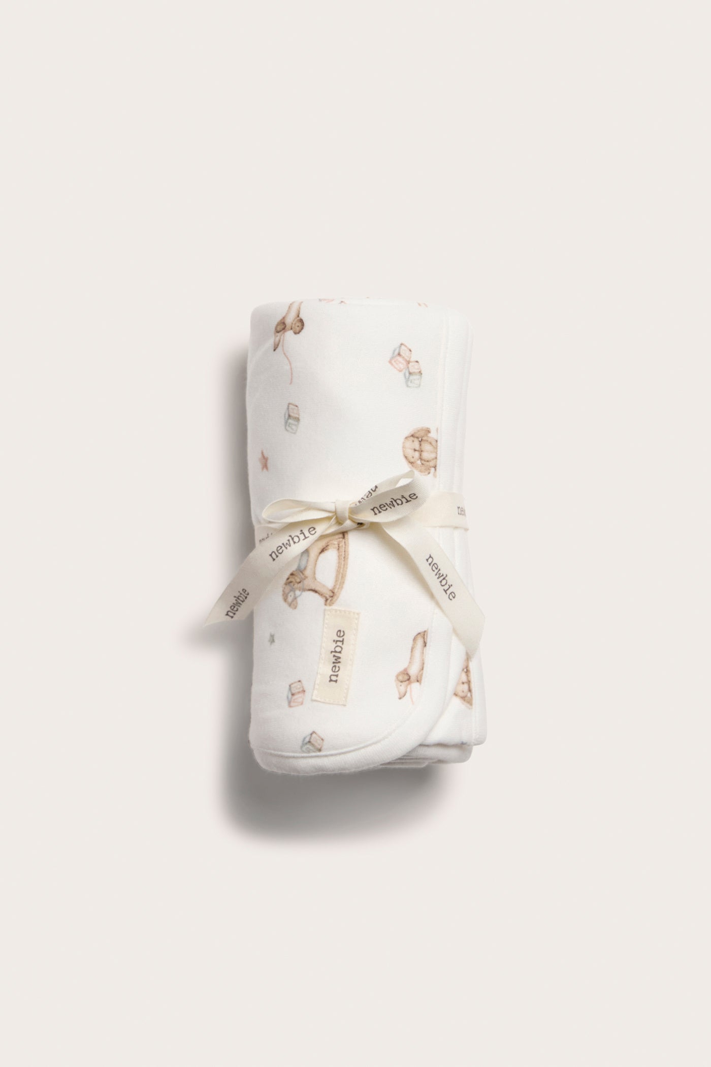 Baby white blanket with print