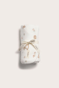 Baby white blanket with print